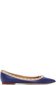 Valentino - Navy Valentino Garavani Rockstud Ballerina Flats