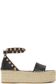 Valentino - Black Valentino Garavani Rockstud Double Wedge Espadrilles
