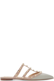 Valentino - Green Valentino Garavani Rockstud Flat Mules