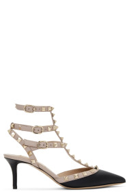Valentino - Pink & Black Valentino Garavani Rockstud Cage Heels