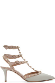 Valentino - Grey & Pink Valentino Garavani Rockstud Cage Heels