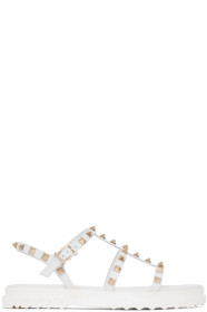 Valentino - White Valentino Garavani Rockstud Flat Sandals