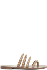Valentino - 粉色 Valentino Garavani Rockstud 平底凉鞋