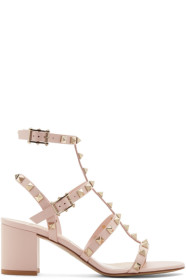 Valentino - Pink Valentino Garavani Rockstud City Cage Sandals
