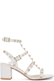 Valentino - Valentino Garavani コレクション ホワイト ロックスタッズ シティ ケージ サンダル