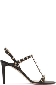 Valentino - Black Valentino Garavani Rockstud Slingback Sandals