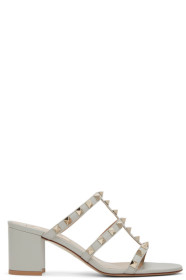 Valentino - 绿色 Valentino Garavani Rockstud 低跟凉鞋