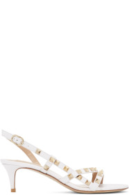 Valentino - White Valentino Garavani Rockstud Slingback Sandals