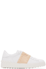 Valentino - White & Beige Valentino Garavani Rockstud Untitled Open Sneakers