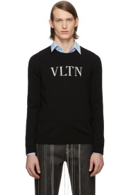 Valentino - 黑色“VLTN”圆领毛衣