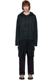 Valentino - Black Silk Fringe Hoodie