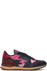 Valentino - Navy & Pink Valentino Garavani Camo Rockrunner Sneakers