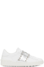 Valentino - White & Silver Valentino Garavani Rockstud Untitled Open Sneakers