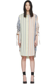 JW Anderson - Robe à manches froncées rayée multicolore