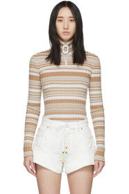 JW Anderson - Col roulé côtelé beige et blanc Neckband