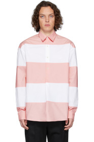 JW Anderson - White & Pink Oversized Panelled Shirt