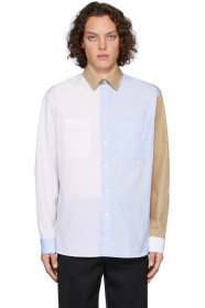 JW Anderson - White & Blue Chest Pockets Shirt