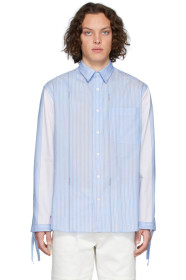 JW Anderson - Blue Drawstring Logo Stripe Shirt