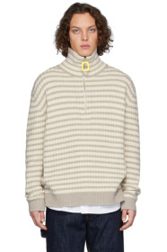 JW Anderson - Grey & Off-White Striped Neckband Sweater
