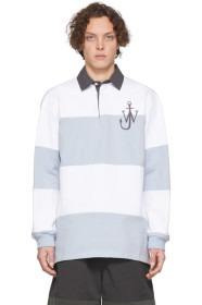JW Anderson - White & Blue Rugby Polo