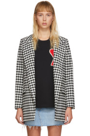 AMI Alexandre Mattiussi - Black & White Check Buttonless Long Blazer