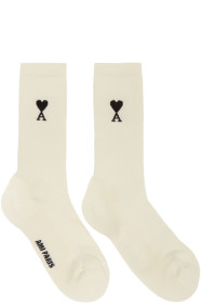 AMI Alexandre Mattiussi - Three-Pack Off-White Ami De Coeur Socks