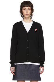 AMI Alexandre Mattiussi - Cardigan en laine de mérinos noir Ami De Coeur