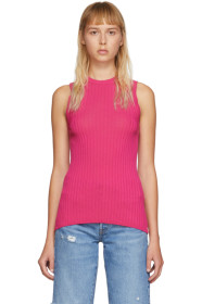 AMI Alexandre Mattiussi - Pink Rib Knit Tank Top