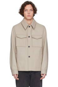AMI Alexandre Mattiussi - Blouson en laine blanc cassé Buttoned Shirt