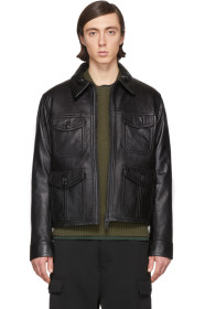 AMI Alexandre Mattiussi - Black Leather Blouson Jacket