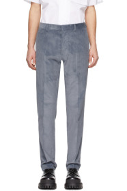 AMI Alexandre Mattiussi - Pantalon cigarette en velours côtelé bleu
