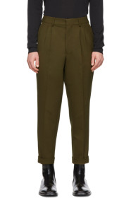 AMI Alexandre Mattiussi - Pantalon carotte en laine plissé vert