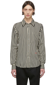 AMI Alexandre Mattiussi - Chemise rayée noire et blanc cassé