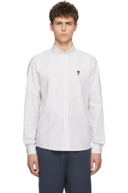 AMI Alexandre Mattiussi - Off-White & Black Stripe Ami De Coeur Shirt