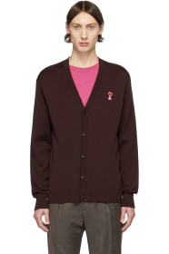 AMI Alexandre Mattiussi - Burgundy Merino Ami De Coeur Cardigan