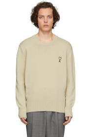 AMI Alexandre Mattiussi - Beige Embroidered Ami De Coeur Sweater