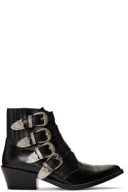Toga Pulla - Black Four Buckle Western Boots