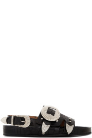 Toga Pulla - Black Croc Oversized Buckle Sandals