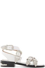Toga Pulla - White Four Buckle Western Sandals