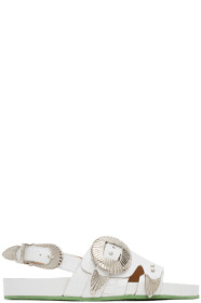 Toga Pulla - White Croc Oversized Buckle Sandals