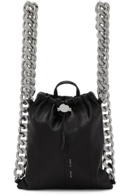 Kara - Black Leather Chain Gym Backpack