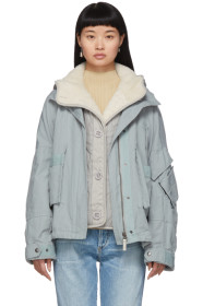 Yves Salomon - Army - Blouson rembourré bleu Lamb Lining