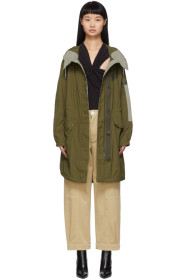 Yves Salomon - Army - Green Arm Patch Parka