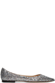 Jimmy Choo - Silver Blast Corse Glitter Love Ballerina Flats