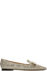 Jimmy Choo - Gold & White Glitter Gala Flats