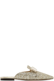 Jimmy Choo - Gold & White Glitter Galaxy Flat Loafers