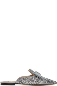 Jimmy Choo - Silver-Tone Coarse Glitter Galaxy Slippers