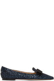 Jimmy Choo - SSENSE Exclusive Navy Blast Corse Glitter Gala 35 Loafers