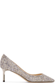 Jimmy Choo - Silver Glitter Romy 60 Heels