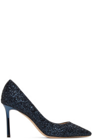 Jimmy Choo - SSENSE Exclusive Navy Coarse Glitter Love 85 Heel